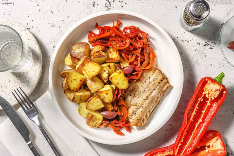 Schelvisfilet met Mediterrane paprikastoof