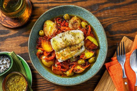 Heek met Mediterrane paprikastoof