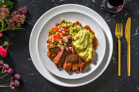 Filet mignon met aardappelpuree en knoflookjus