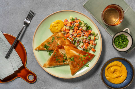 Filo-Samosas mit würziger Kichererbsen-Füllung