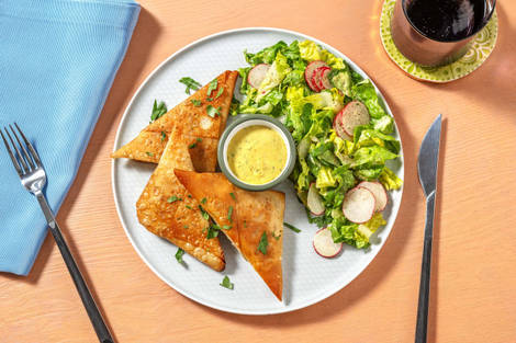 Filo-Samosas mit würziger Kichererbsen-Füllung