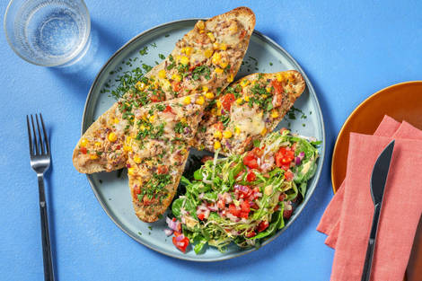 Tuna melts met tomaat en mais