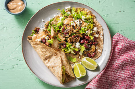 Fried Bean & Mushroom Tacos