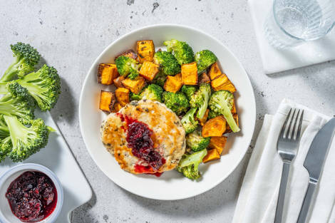 Galettes de dinde et de sauge, et sauce aux canneberges