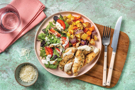 Garlicky Chicken & Caesar-Style Salad