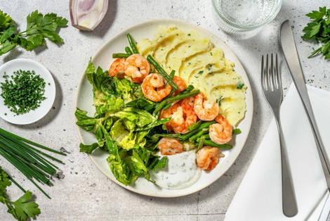 Garnelen auf Kräuter-Pastinakenstampf