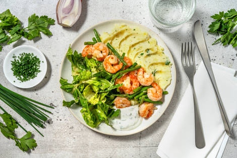Crevetten auf Rüebli-Kartoffelstock