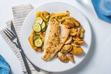 Gebakken zeebaars met zelfgemaakte salieboter