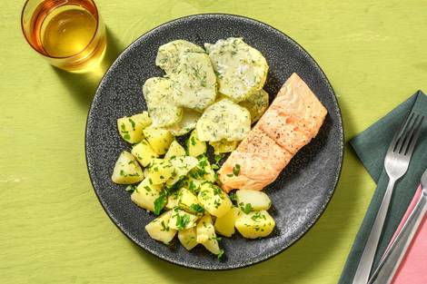 Gedämpfter Lachs mit Rahmkohlrabi