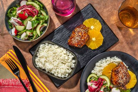 Cuisse de poulet confite croustillante laquée au ketjap