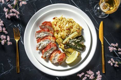 Gevulde kipfilet in coburgerham