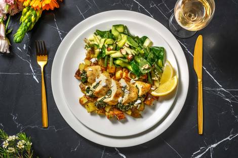 Gevulde kipfilet met geitenkaas en spinazie