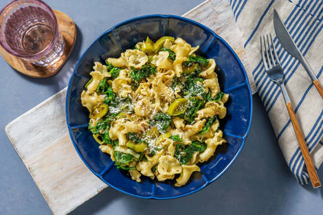 Gigli en sauce épinards -poireau