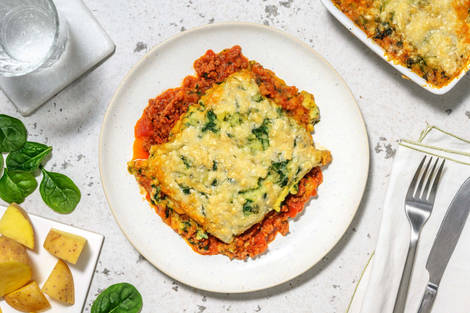 Gratin de bœuf haché et purée d'épinards