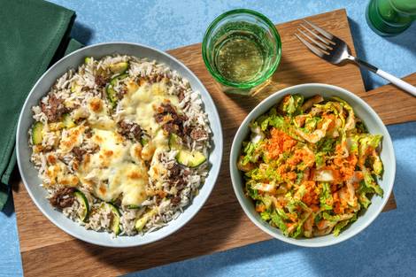 Gratinierter Rinderhack-Reis-Auflauf