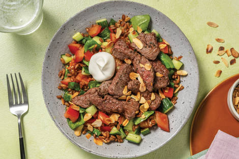 Greek-Style Beef & Cucumber Freekeh