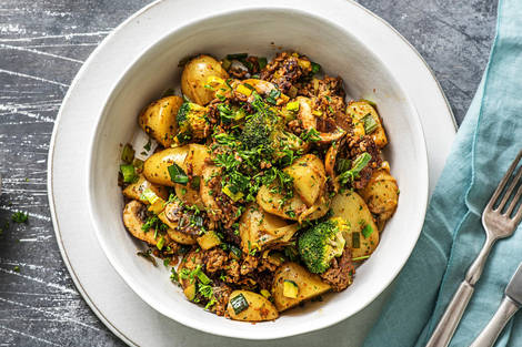 Grenailles au bœuf haché et pesto rouge