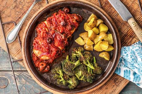 Hähnchenbrust in Oliven-Tomaten-Soße