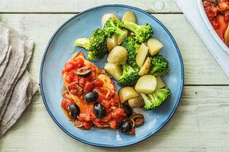 Hähnchenbrust in Oliven-Tomaten-Soße