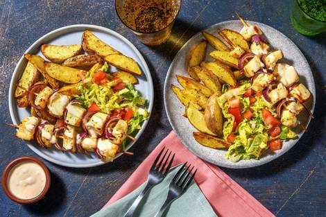 Halloumi and Red Onion Skewers