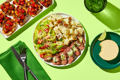 Herb Butter-Grilled Steak with Potato Salad