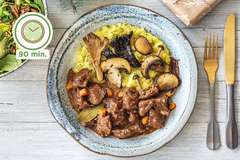 Hertenpeper met aardappelpuree