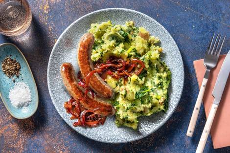 Honey Mustard Sausages and Onion Gravy