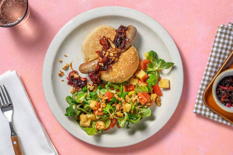 Hot dog aux oignons caramélisés et frits