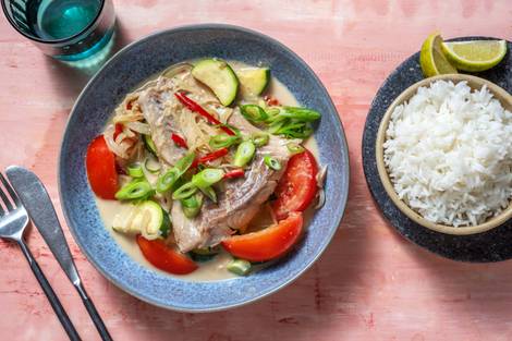 In Kokosnussmilch gegartes Fischfilet