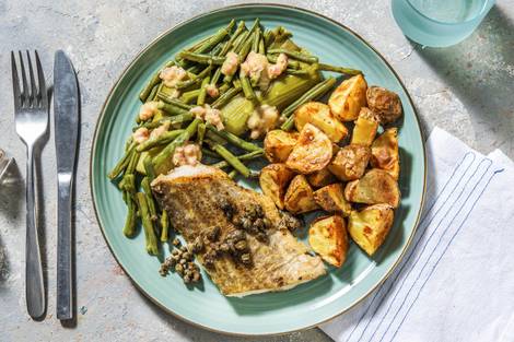 Kabeljauw met botersaus en kappertjes