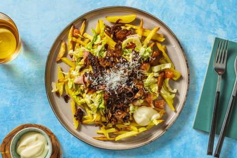 Kebab végétarien et frites au four