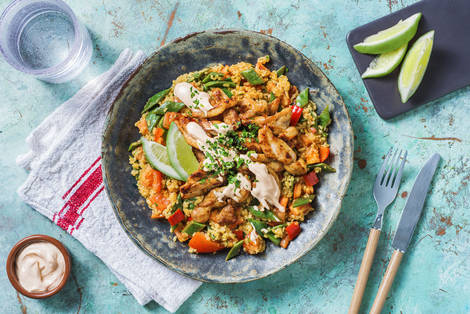 Chawarma de poulet et taboulé au boulgour