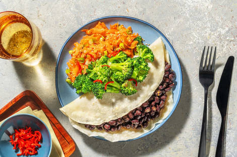 Kokos-Curry-Pfannkuchen mit Bohnenfüllung