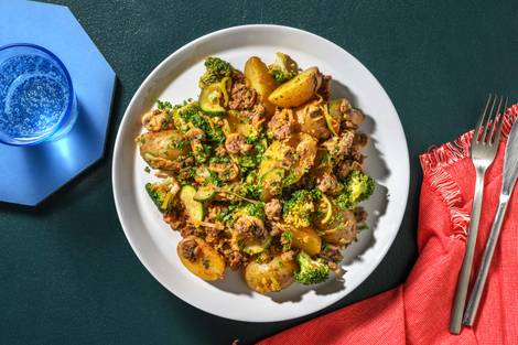 Krieltjesschotel met rundergehakt en rode pesto