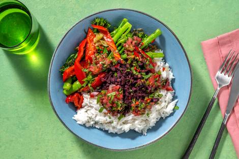 Kuba Kokos Bowl! mit Maracuja-Nektarinen-Salsa