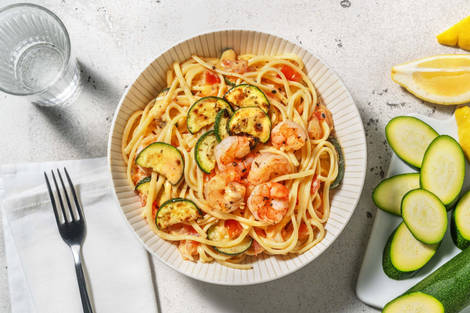 Linguine met garnalen in romige saus