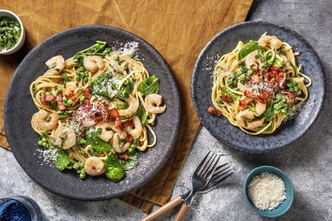 Linguines Alfredo aux crevettes