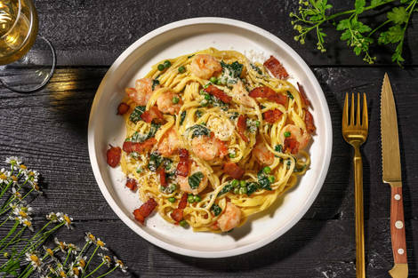 Linguines crémeuses aux crevettes façon Alfredo