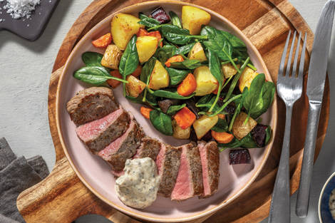 Seared Steak & Roast Veggie Toss
