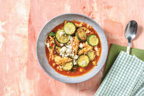 Middle Eastern Shredded Chicken & Chickpea Soup