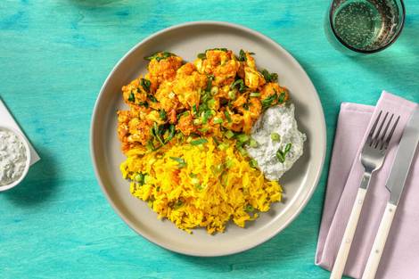 Masala-Blumenkohl mit Raita-Dip