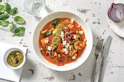 Mediterranean Veggie & Chickpea Stew with Olives & Fetta