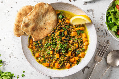 Indiase linzenstoof met naan