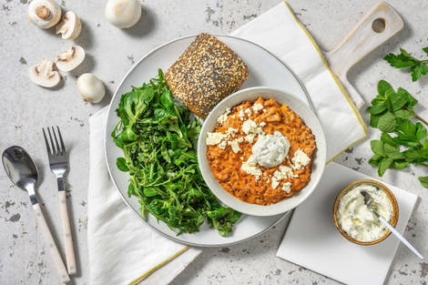 Snelle linzenstoof met champignons