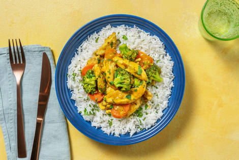 Mildes Pouletcurry mit Kräuterreis