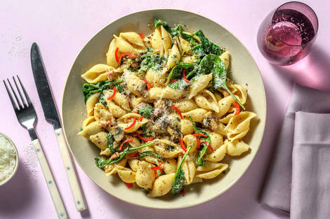 Mini-Conchiglie mit Baconstreifen