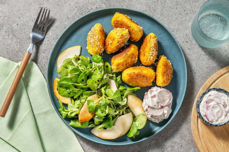 Möhren-Kartoffelnocken mit Radieschen-Quark