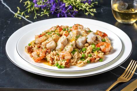 Monkfish, Prawn and Chorizo Paella