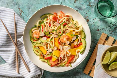 Salade de nouilles aux crevettes et à la mangue