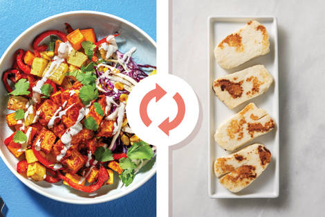 Tex-Mex Haloumi & Roast Veggie Buddha Bowl
